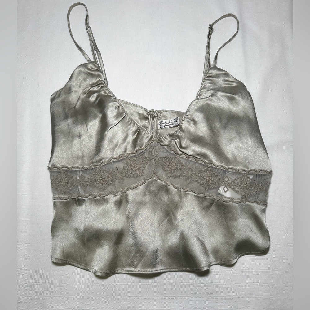 Free people cropped satin/silk tank